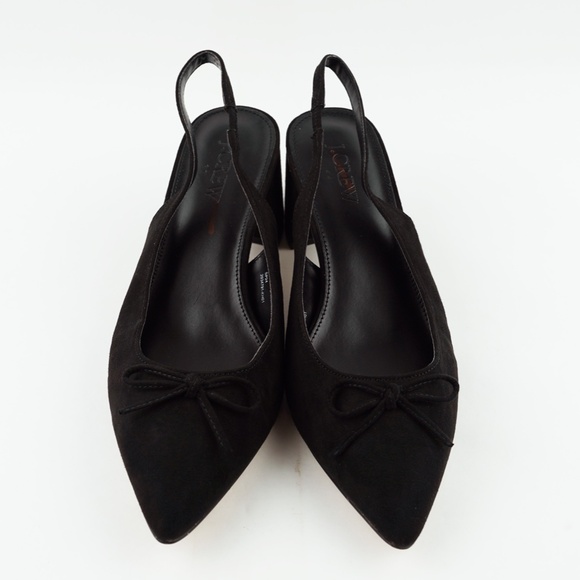 J.Crew Size 7 Slingback Bow Heels in Black $138 BJ253 - Picture 3 of 6